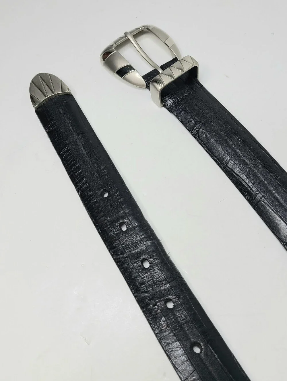 Johnston & Murphy Handcrafted Western Graphic Buckle Italian Leather Belt